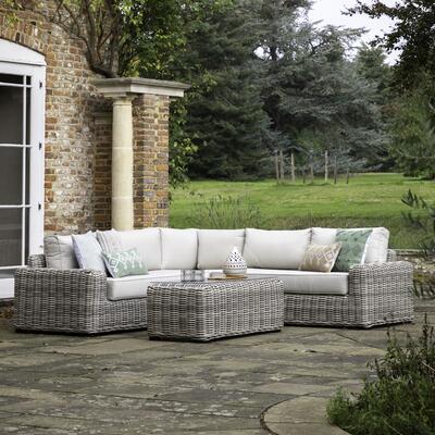 Ragusa Outdoor Rattan Corner Lounge Set - Corner Sofa + Coffee Table