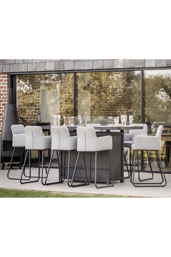 Elba 8 Seater Bar Set with Fire Pit Table Slate