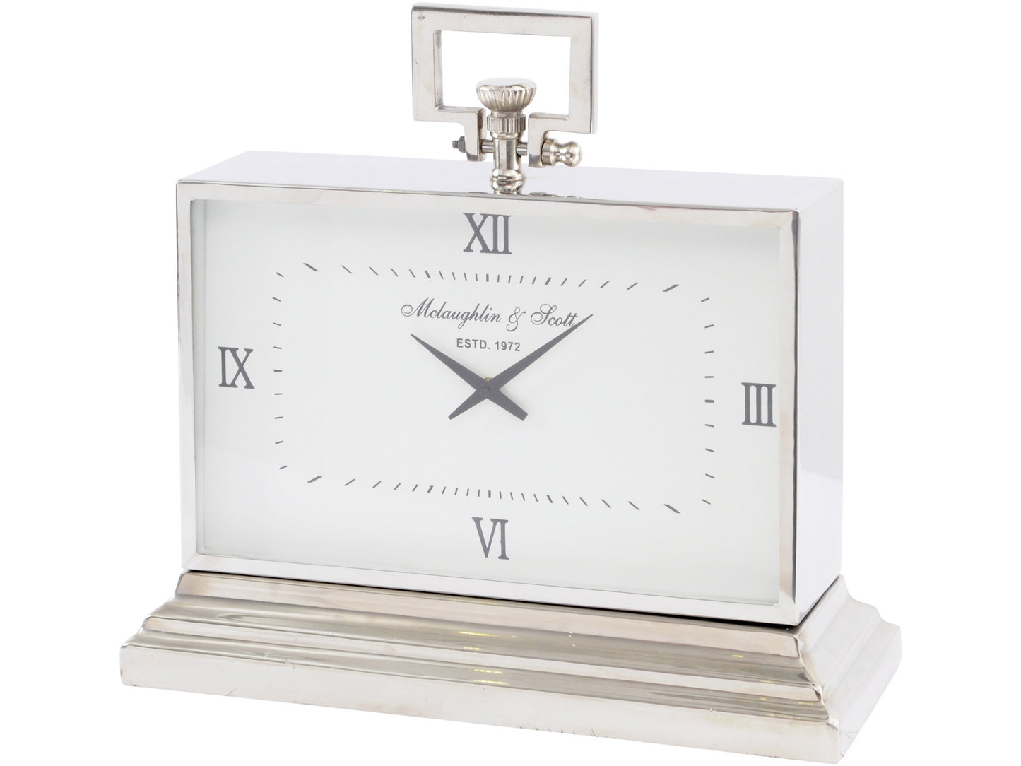 Latham Medium Aluminium Rectangular Clock With Roman Numerals