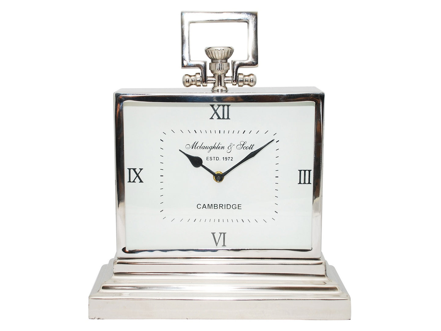 Latham Small Aluminium Rectangular Clock With Roman Numerals