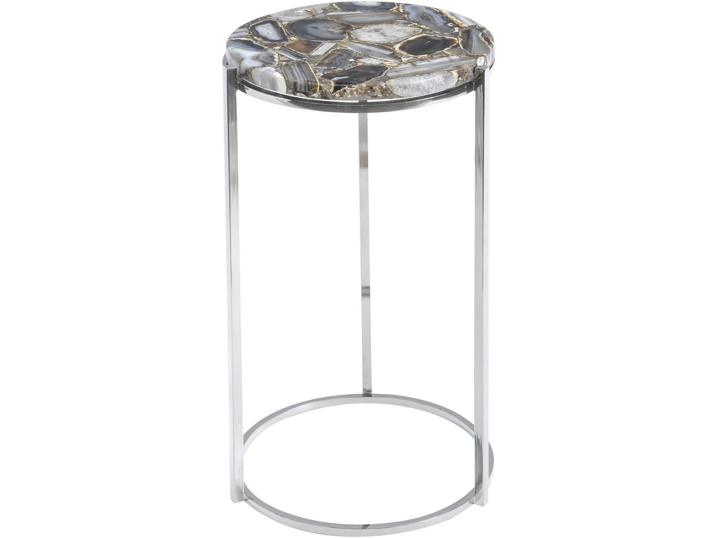 Agate Round Side Table on Nickel Frame