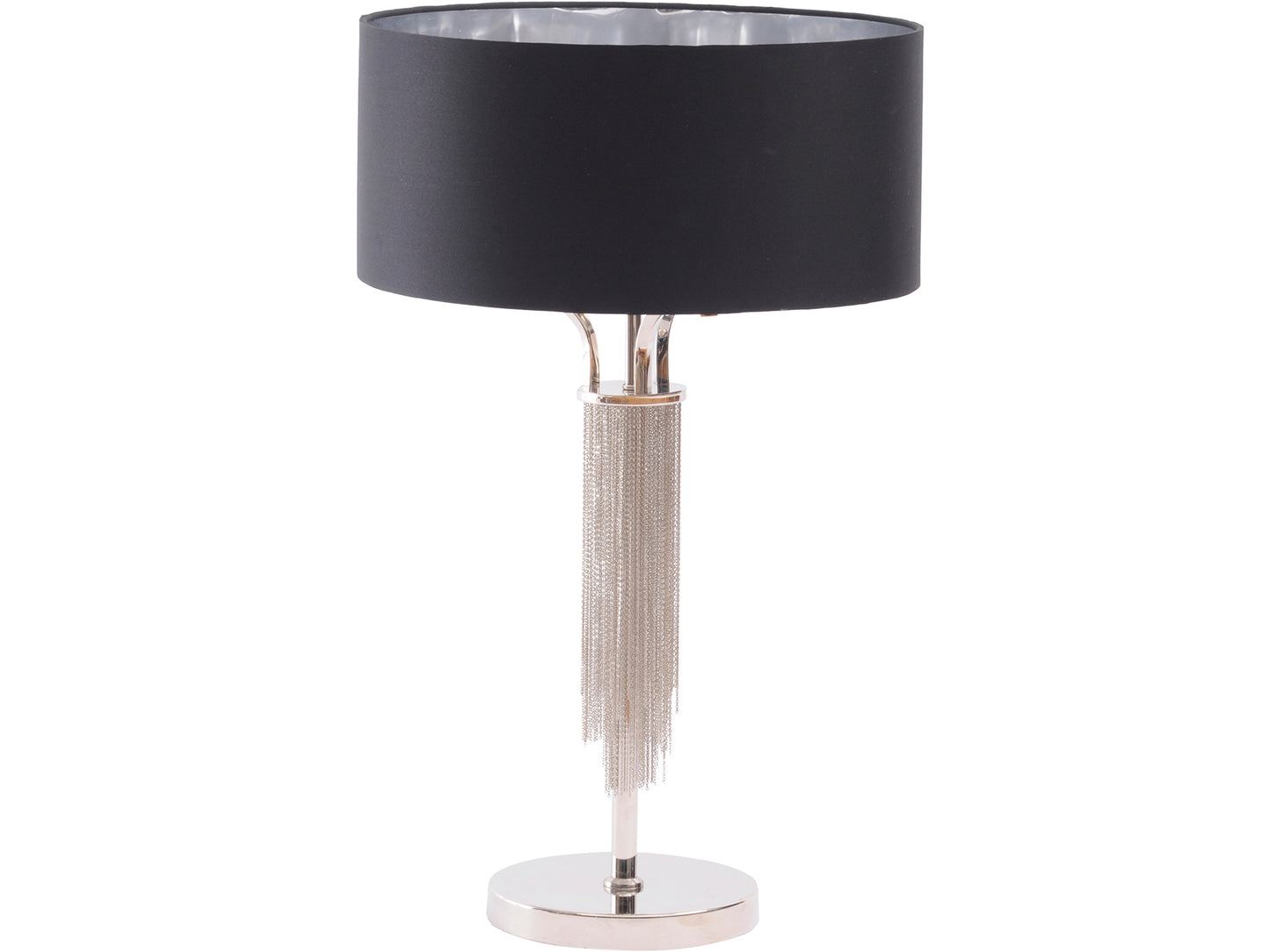 Langan Table Lamp In Nickel With Black Shade E27 60W