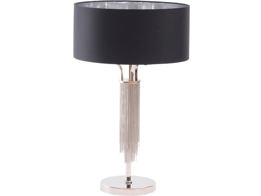 Langan Table Lamp In Nickel With Black Shade E27 60W