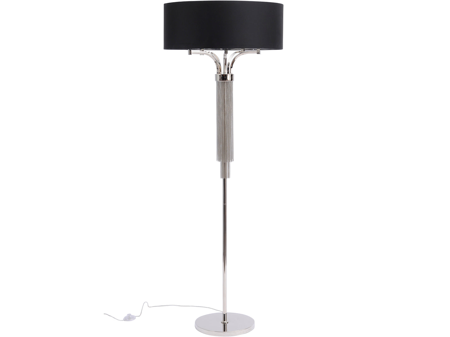 Langan Floor Lamp In Nickel With Black Shade E14 40W