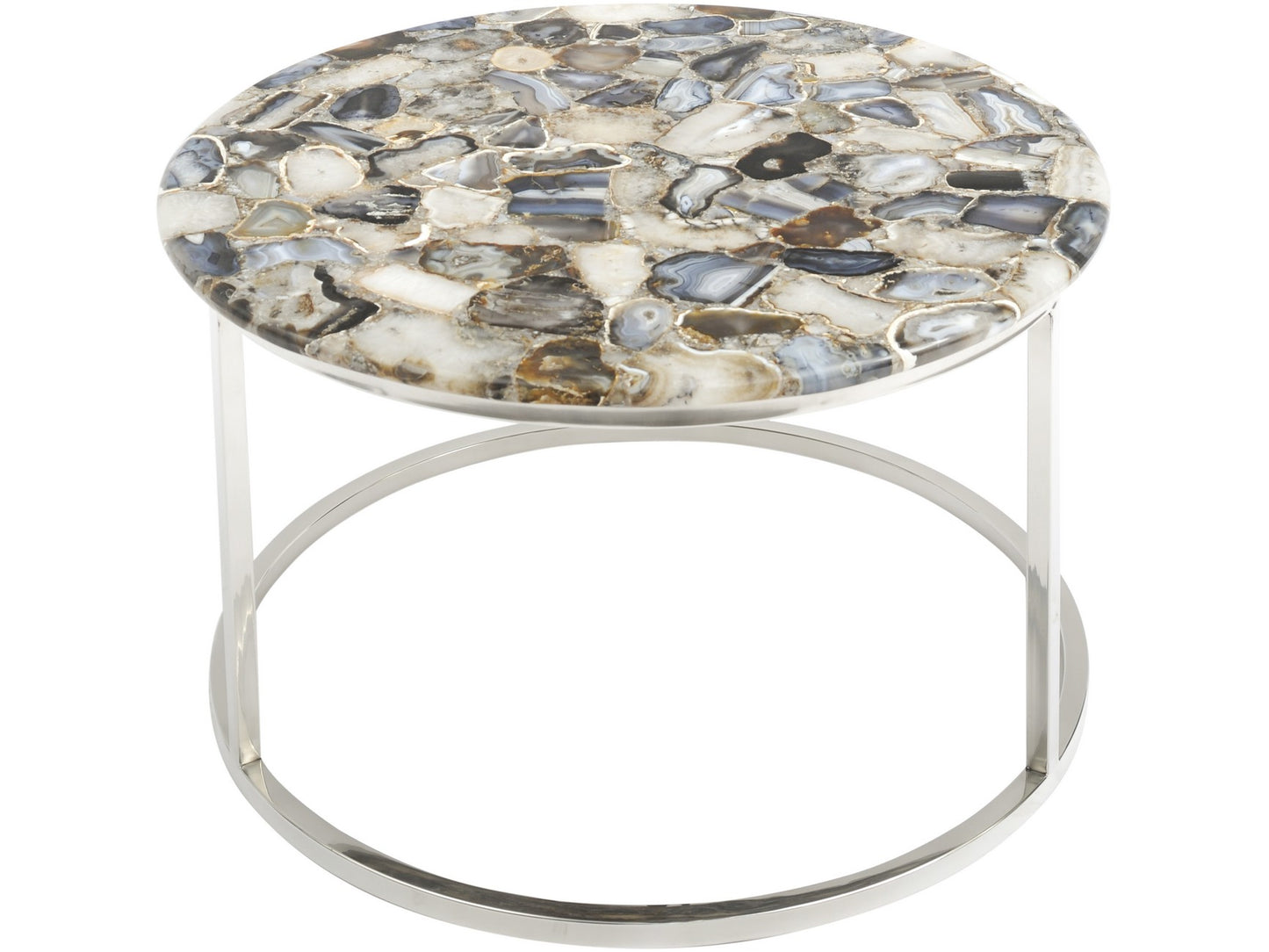 Agate Round Coffee Table On Nickel Frame