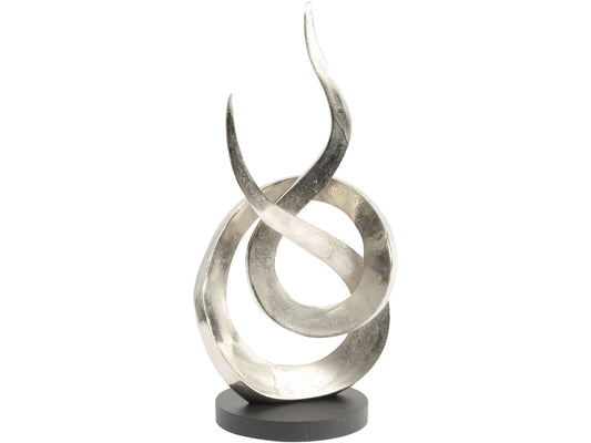 Entwined Flame Silver Aluminium Sculpture Large