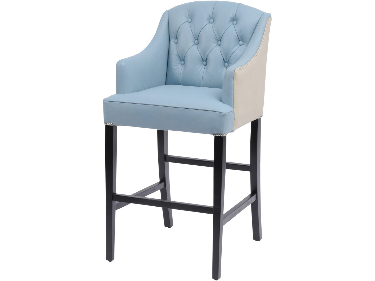 EX DISPLAY Halcyon Cappuccino And Blue Leather Bar Stool