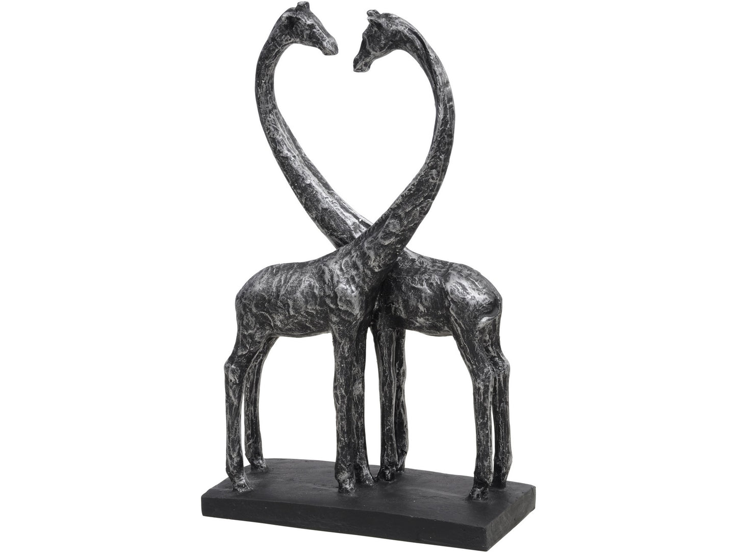 Antique Silver Giraffes In Love Sculpture