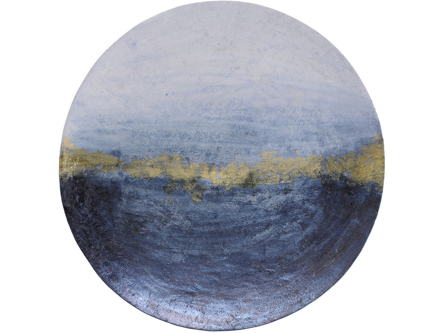 Blue And Gold Abstract Iron Wall Disc Large