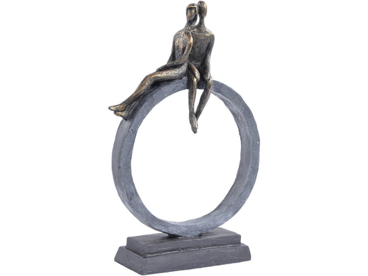 Antique Bronze Couple Sculpture On Loop Base