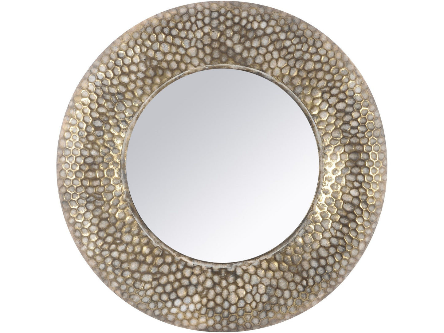 Antique Gold Round Honeycomb Mirror