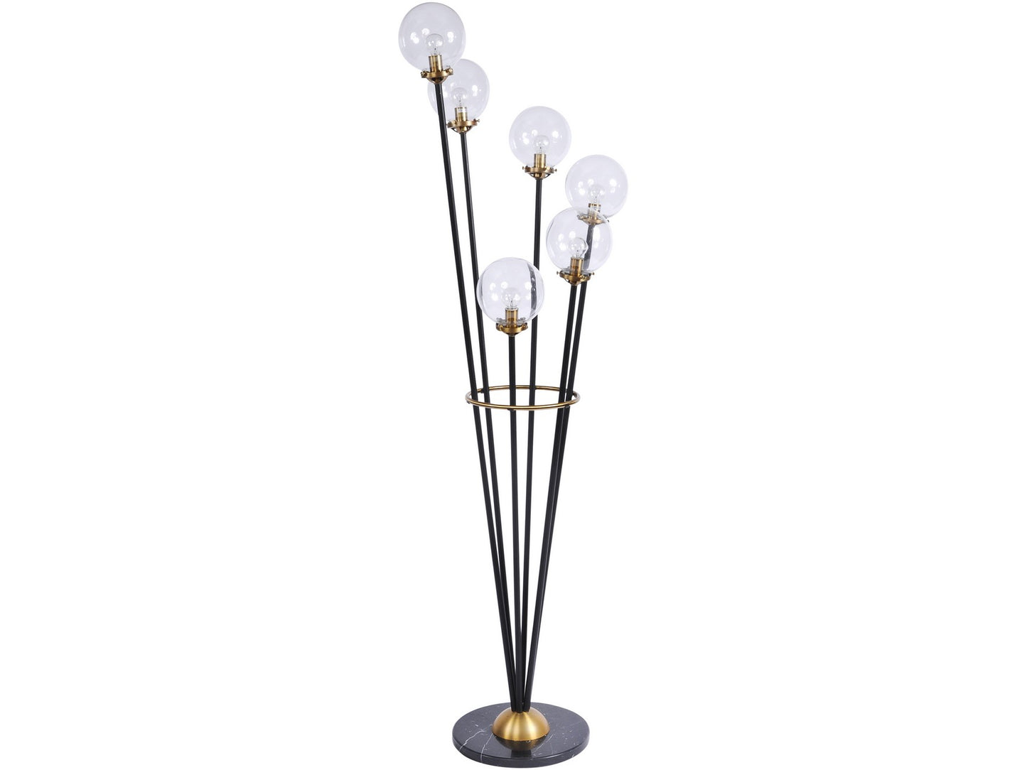 Mercer Glass Bubble Black And Brass Floor Lamp - E14 25W