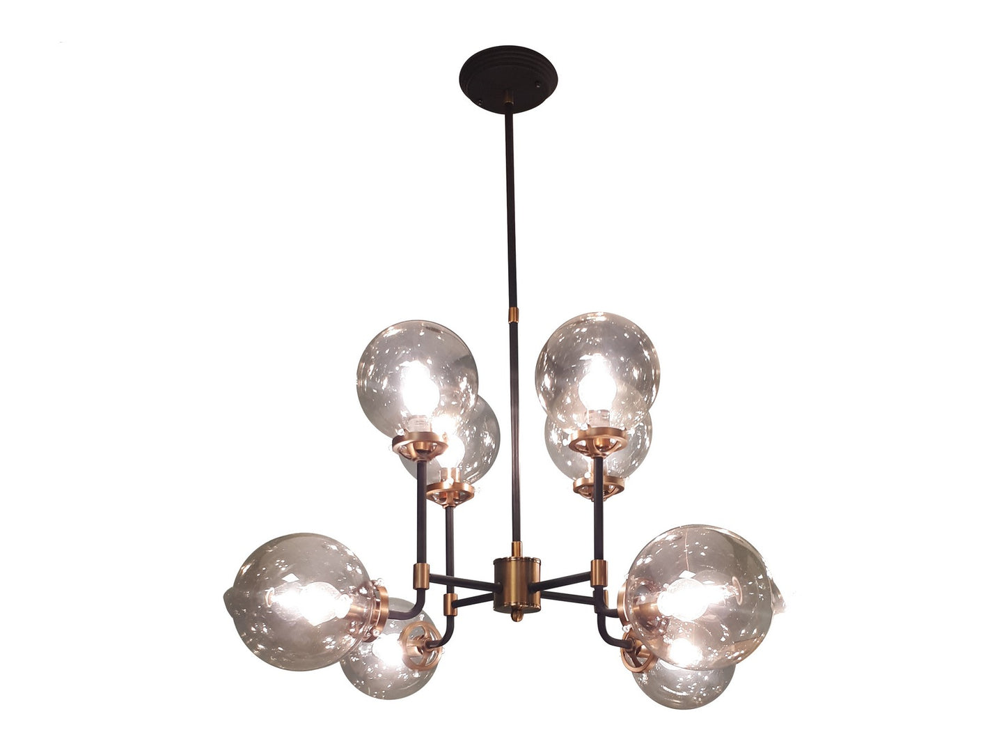 Mercer Glass Bubble Black And Brass Chandelier - E14 25W