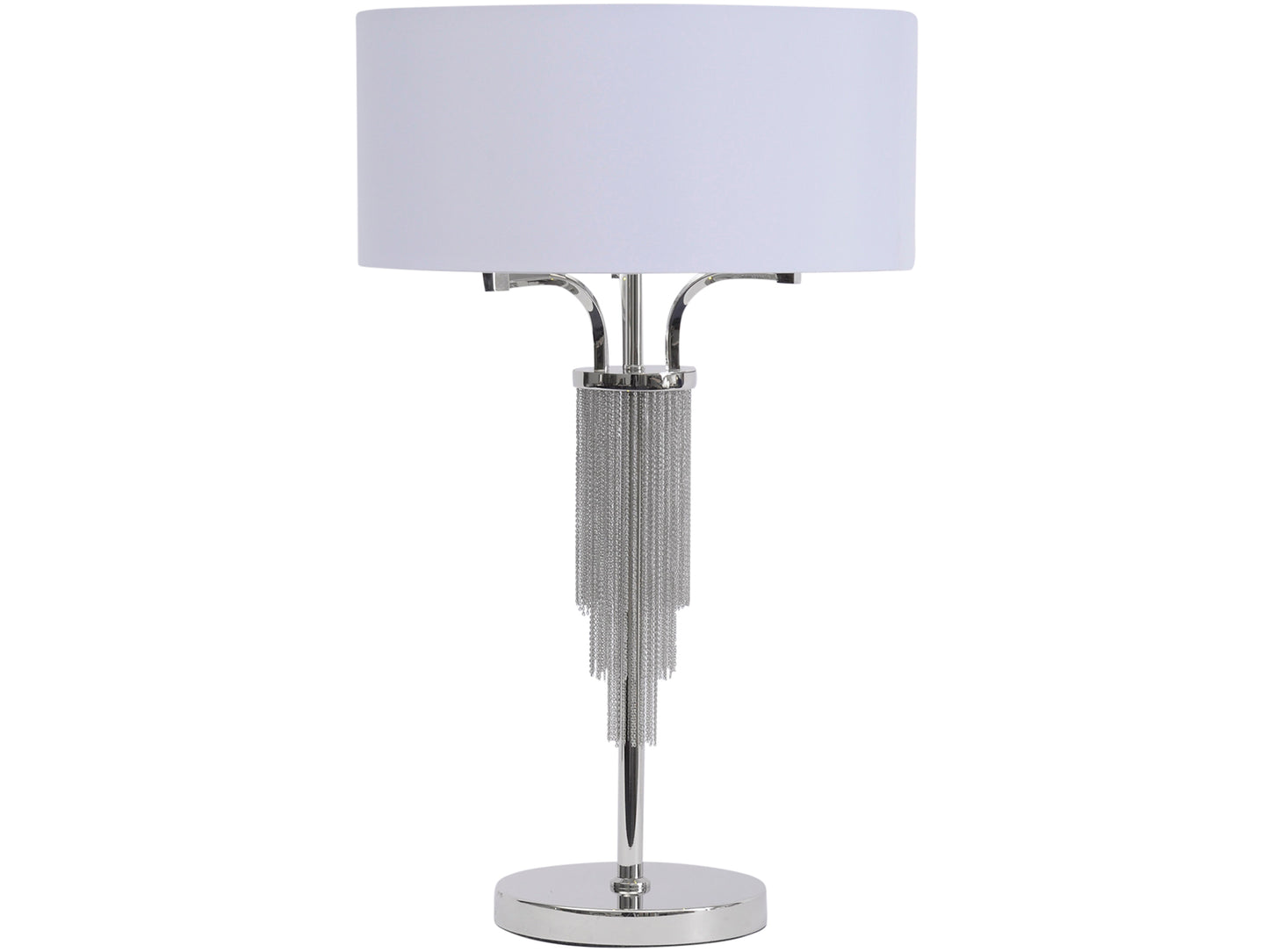 EX DISPLAY Langan Table Lamp In Nickel With White Shade E27 60W