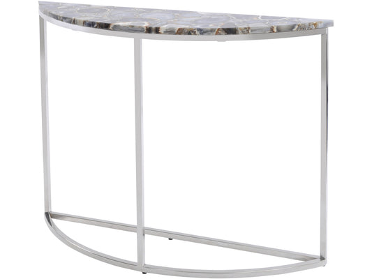 Agate Crescent Console Table On Nickel Frame