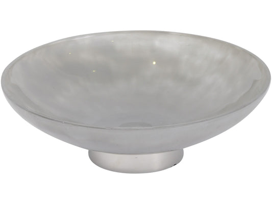 EX DISPLAY Melia Grey Glass Bowl on Nickel Base