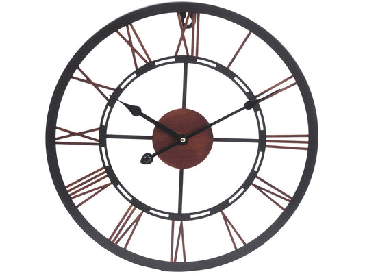 EX DISPLAY Small Metal Black & Copper Skeletal Wall Clock