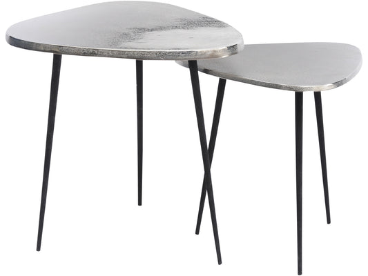 Tribeca Set Of Two Silver Aluminium Side Tables