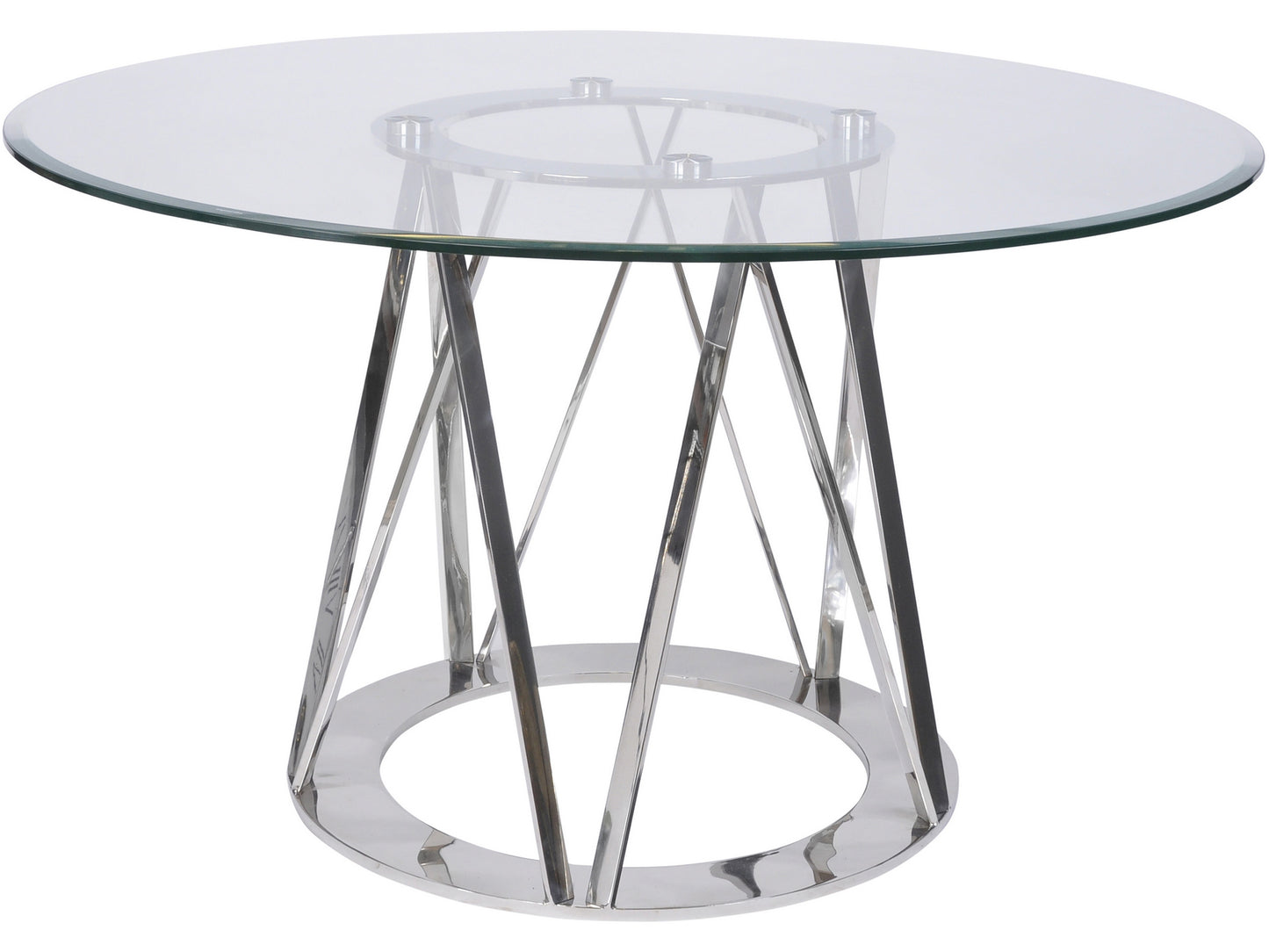 Linton Stainless Steel & Glass 4 Seater Round Dining Table