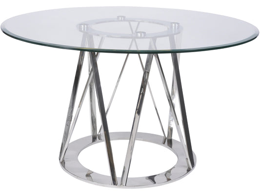 Linton Stainless Steel & Glass 4 Seater Round Dining Table