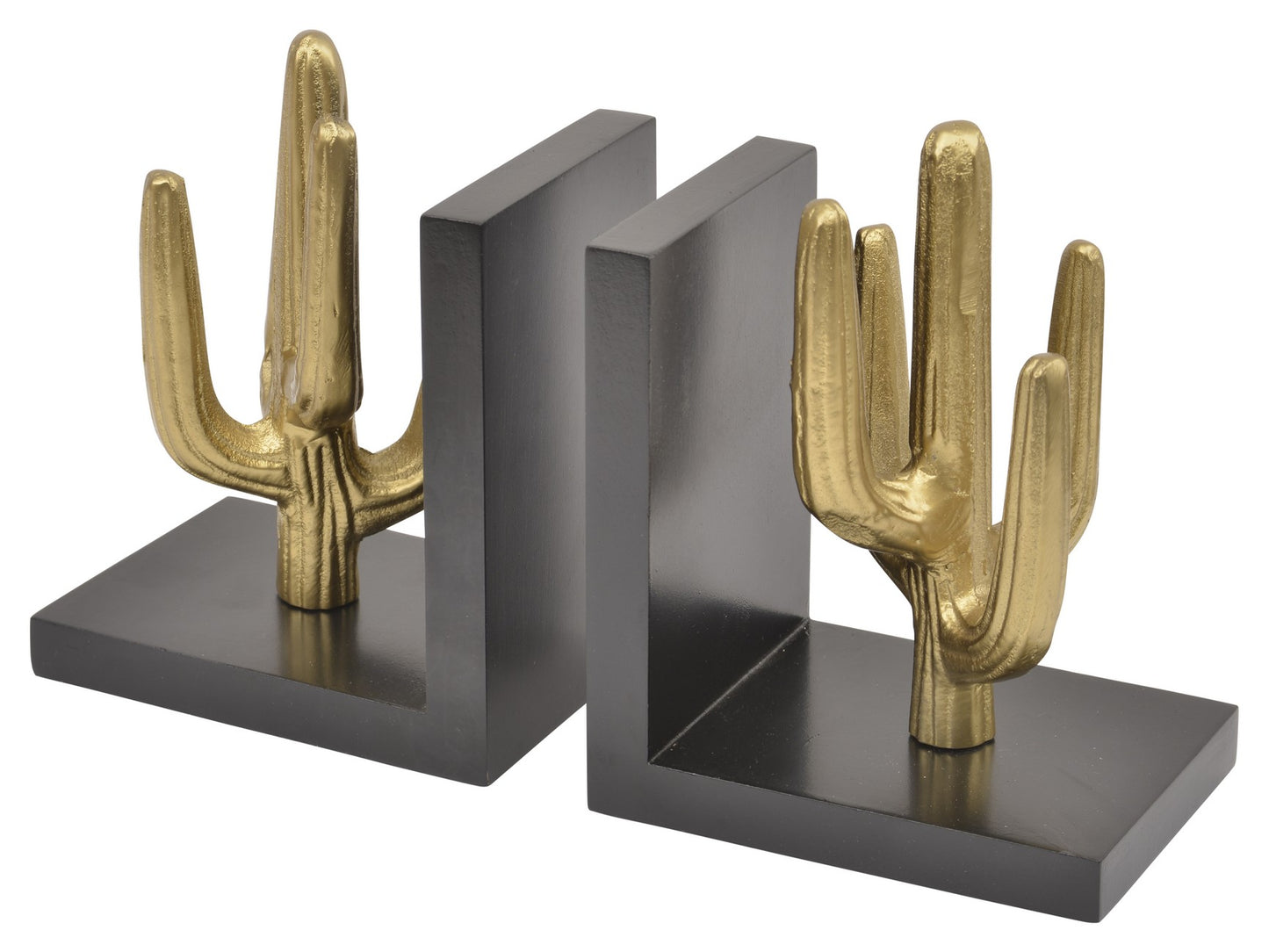 EX DISPLAY Brass & Black Cactus Bookends