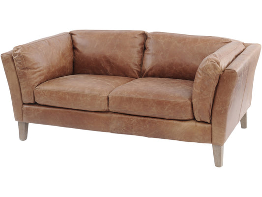 Botanical Tan Leather Two Seater Sofa