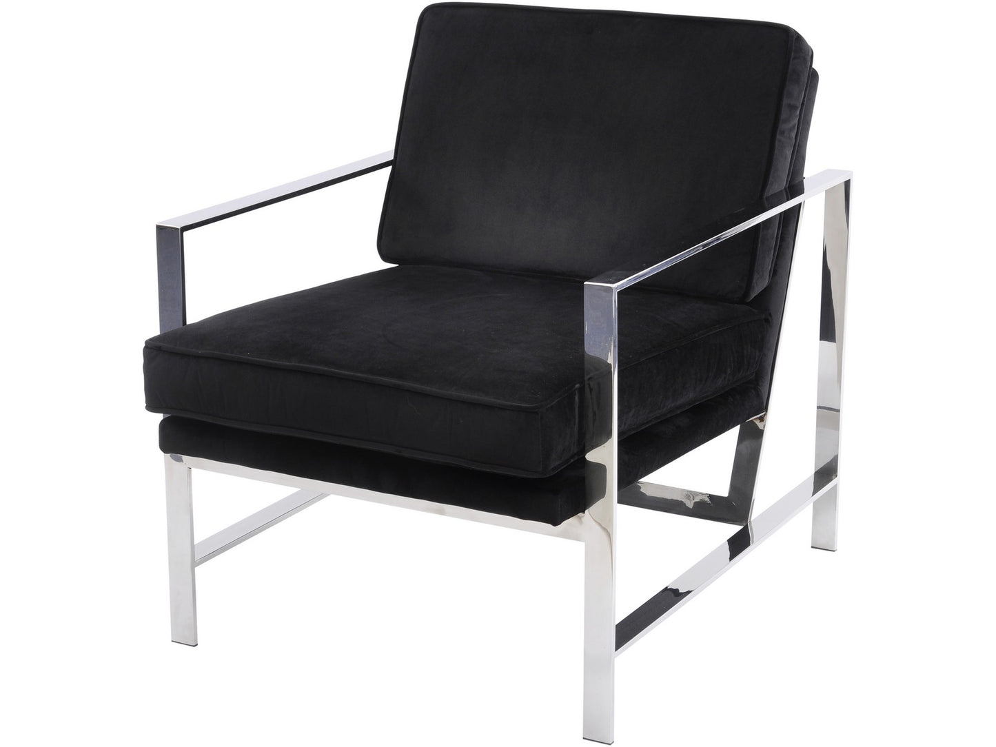 Caverly Black Velvet Chrome Frame Occasional Chair