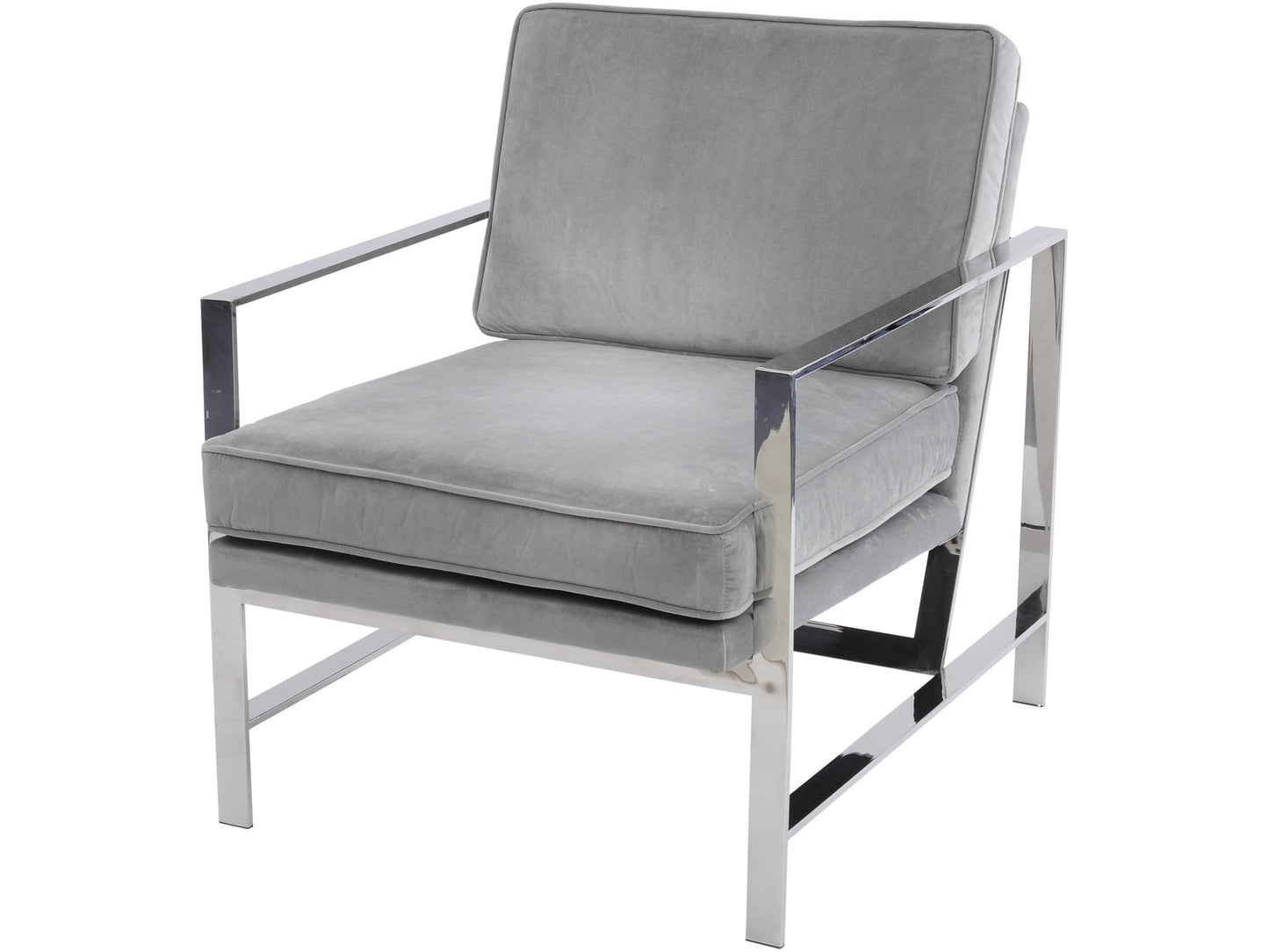 Caverly Grey Velvet Chrome Frame Occasional Chair