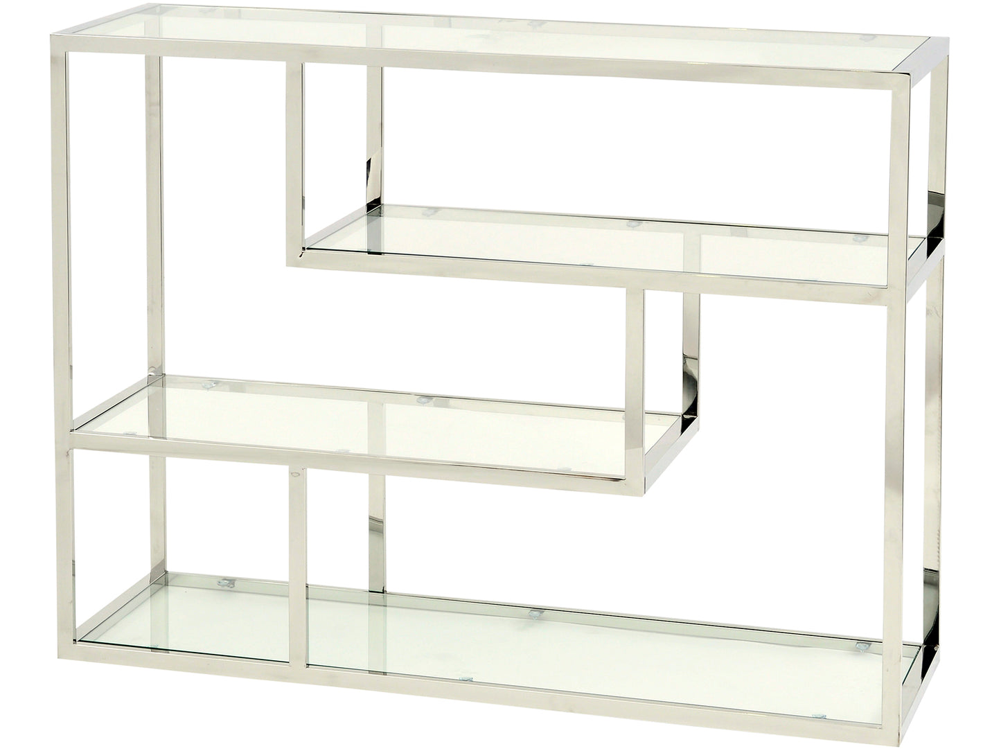 Linton Stainless Steel And Glass Small Modular Shelving Unit