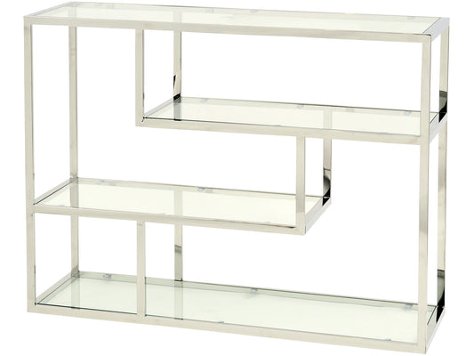 Linton Stainless Steel And Glass Small Modular Shelving Unit