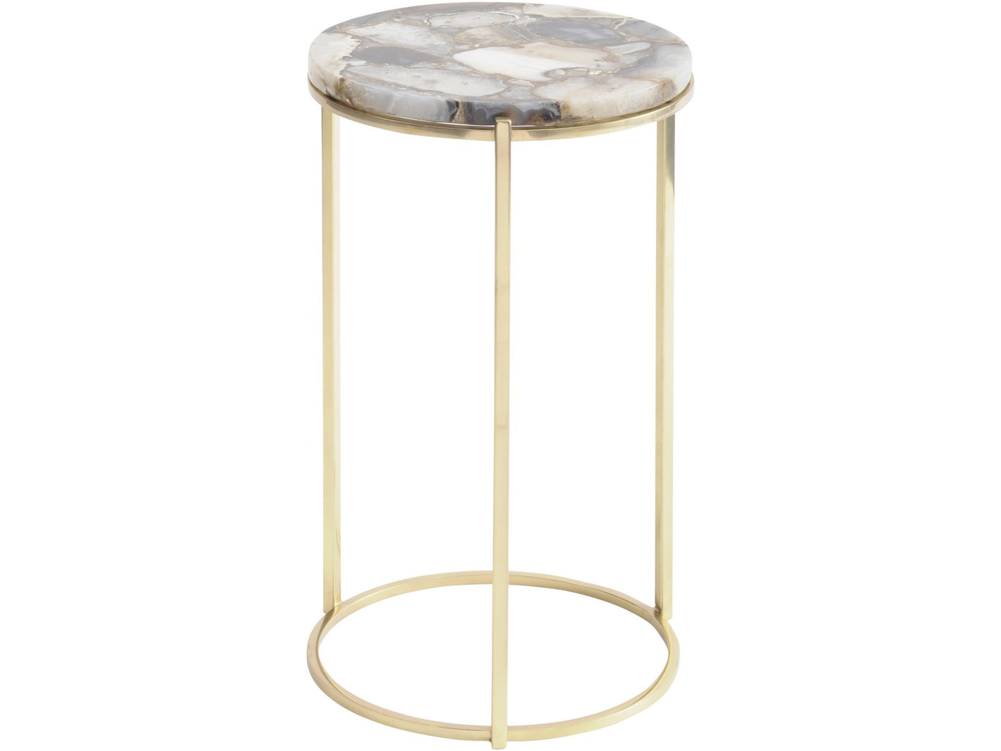 Agate Round Side Table on Brass Frame