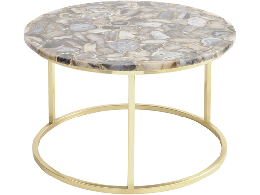 Agate Round Coffee Table on Brass Frame