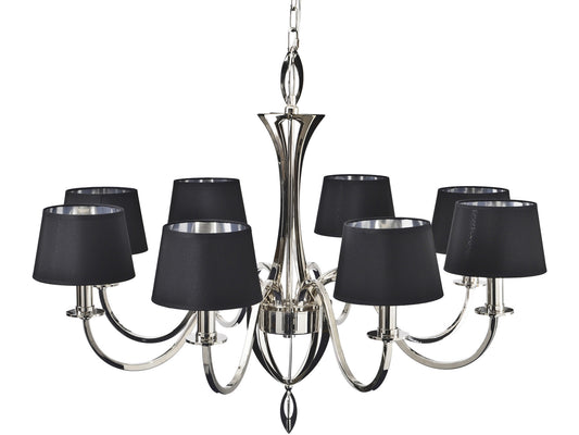 Aperfield Nickel Chandelier with Black Shades E14 40W 8