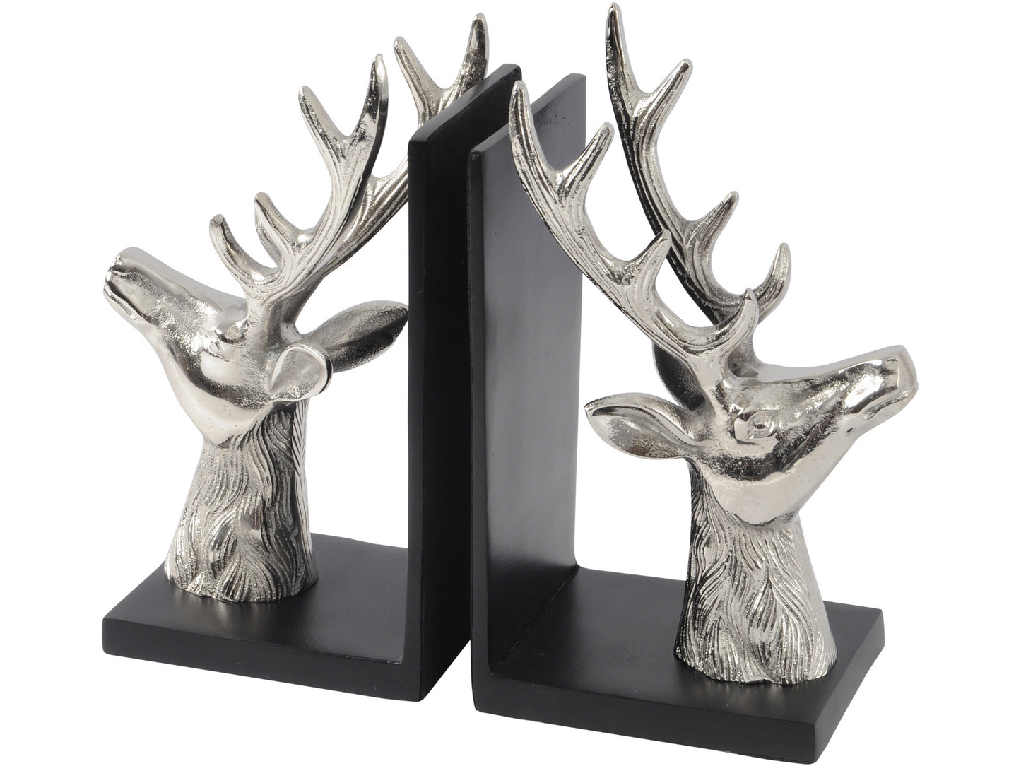 EX DISPLAY Antler Nickel Aluminium Stag Bookends