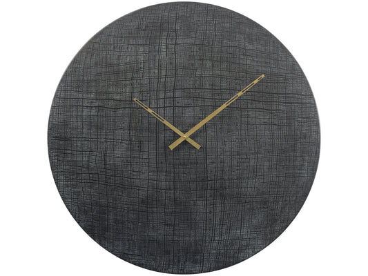 Textured Black And Green Aluminium Wall Clock