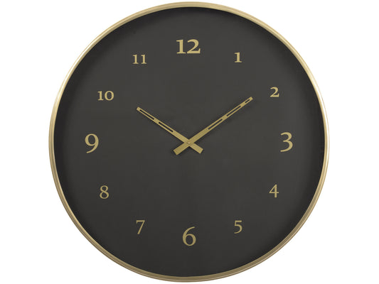 EX DISPLAY Black And Brass Steel Wall Clock