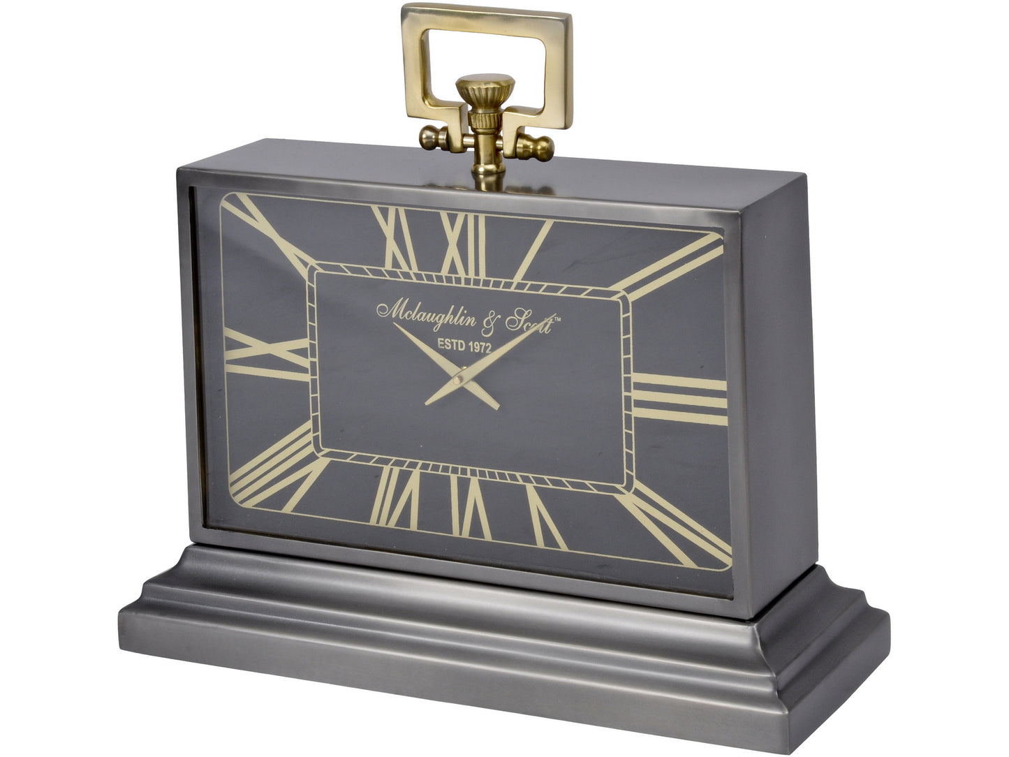 Iconic Latham Medium Black And Gold Aluminium Rectangular Clock