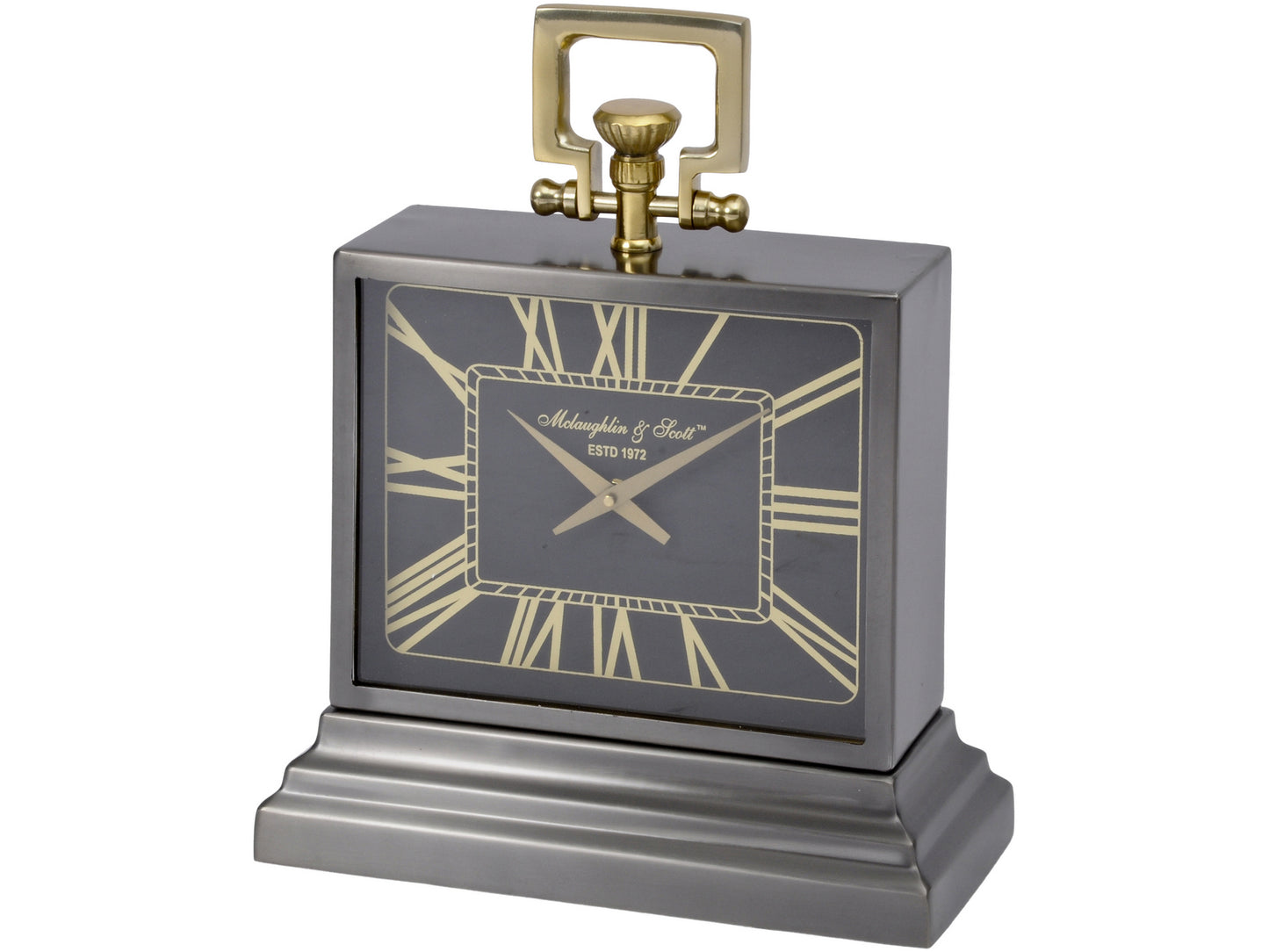 Iconic Latham Small Black And Gold Aluminium Rectangular Clock