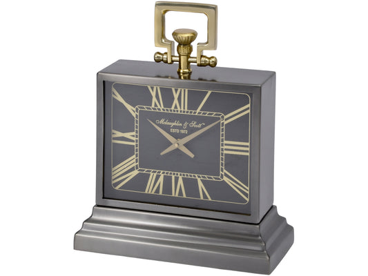 Iconic Latham Small Black And Gold Aluminium Rectangular Clock