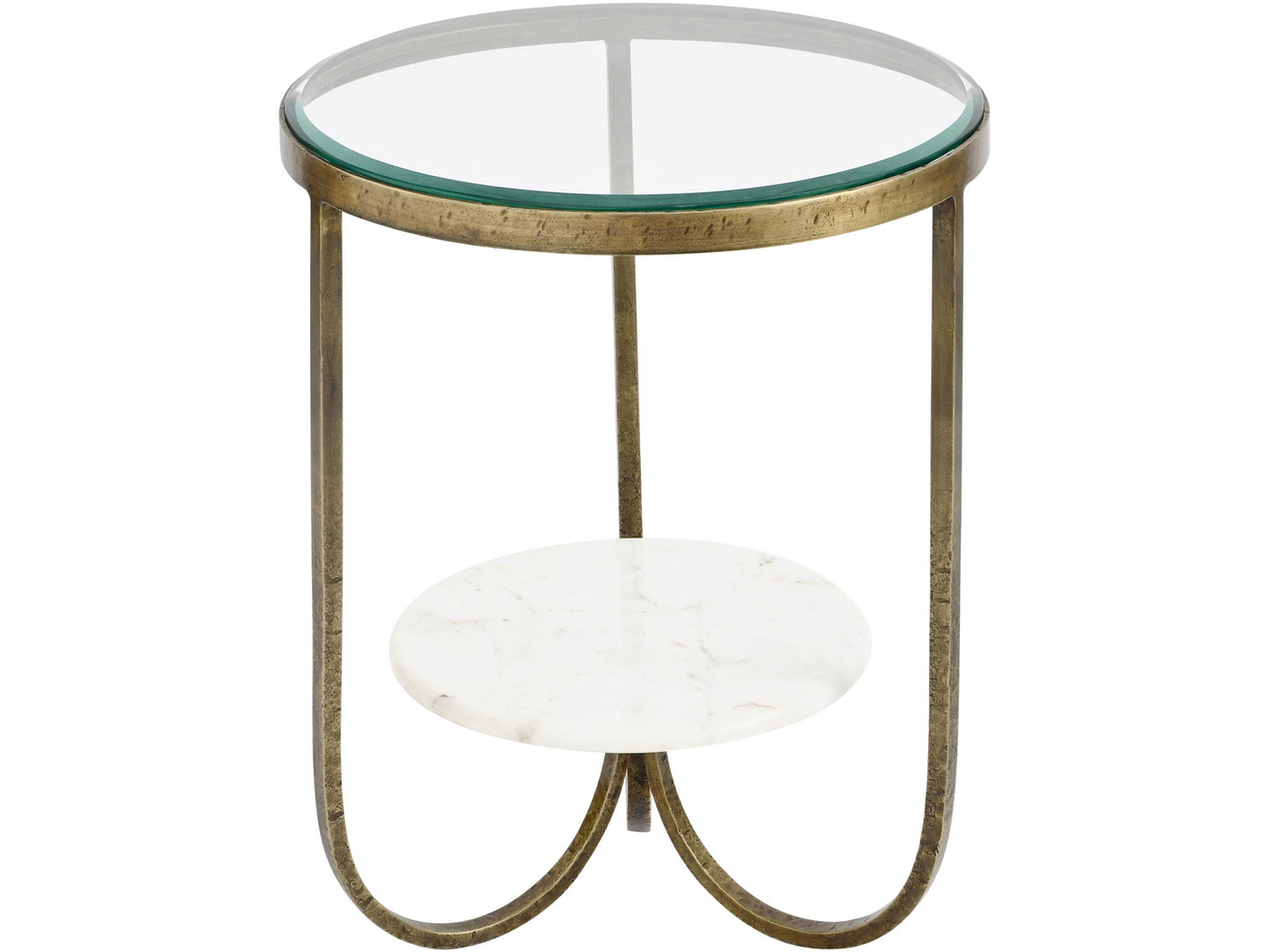 Nolita White Marble And Antique Gold Iron Side Table