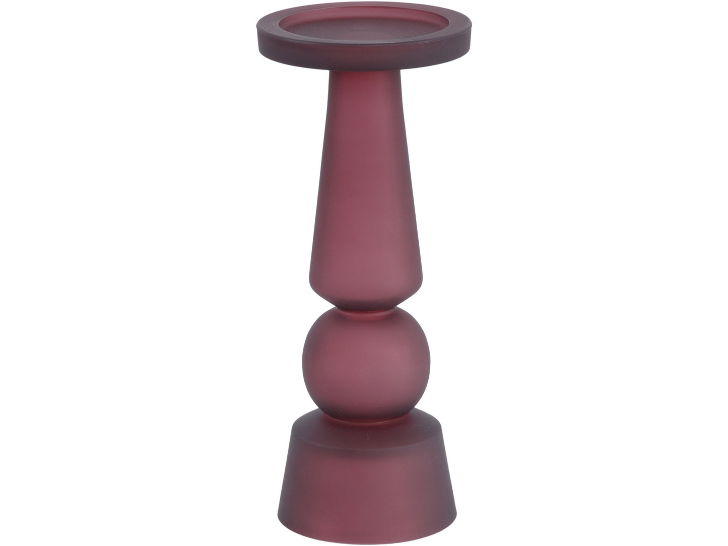 EX DISPLAY Frosted Claret Glass Pillar Candle Holder