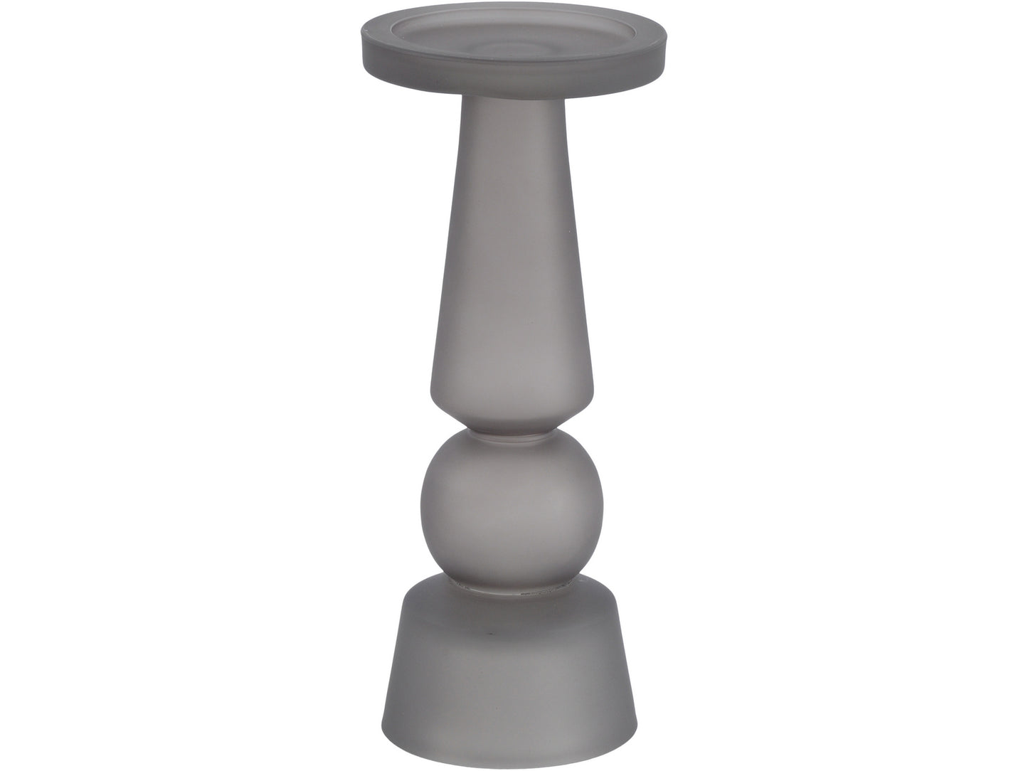 EX DISPLAY Nova Frosted Grey Glass Pillar Candle Holder