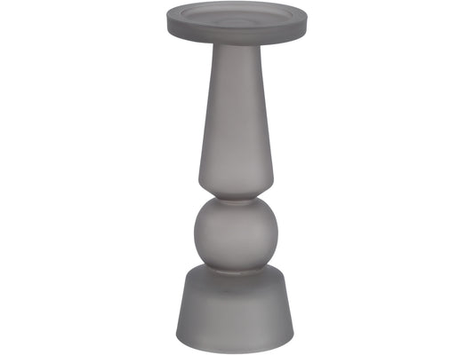 EX DISPLAY Nova Frosted Grey Glass Pillar Candle Holder