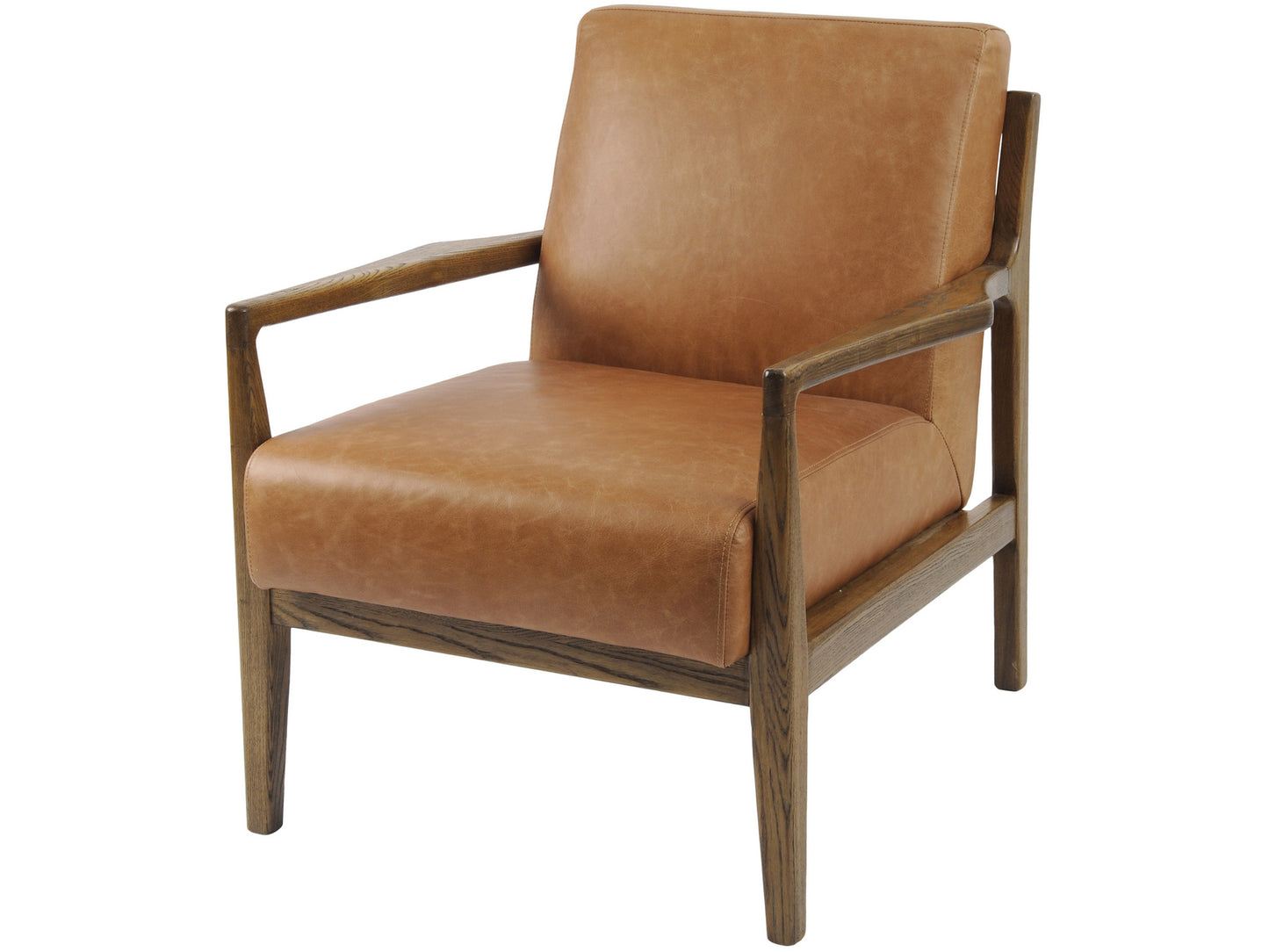 Albury Tan Leather And Wood Occasional Chair