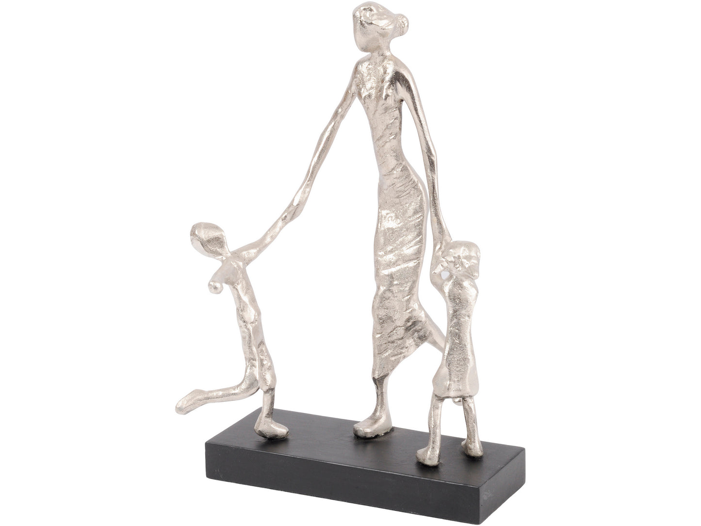 Mother Playing with Children Silver Sculpture