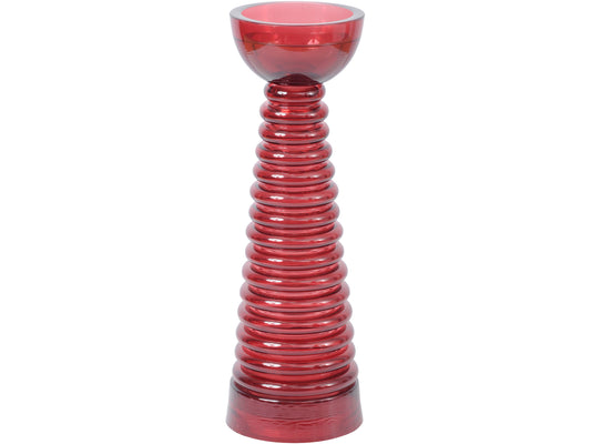 EX DISPLAY Fontana Ribbed Glass Candlestick in Wine