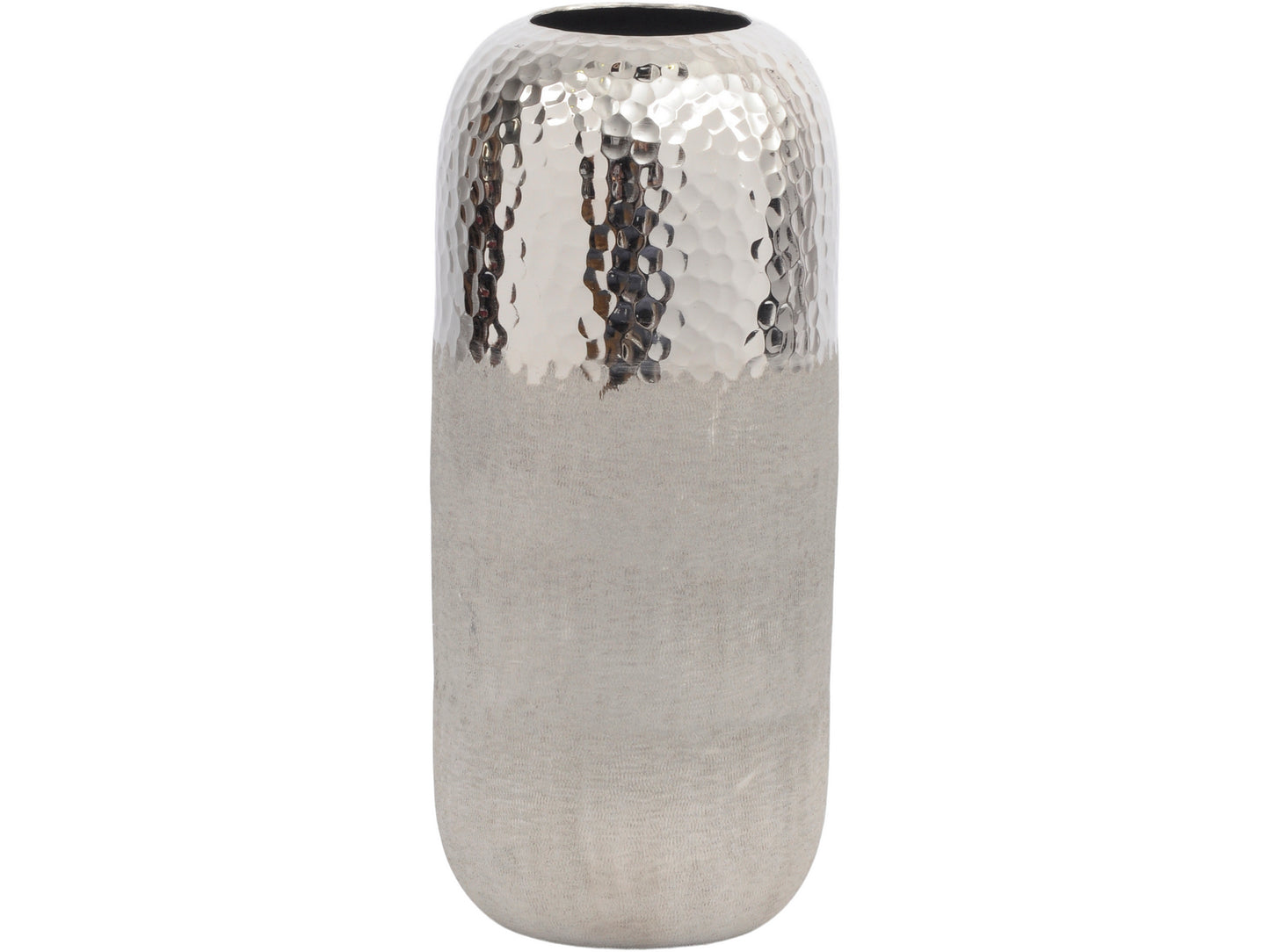 PROMO Fuse Hammered and Brushed Small Vase in Silver Finish