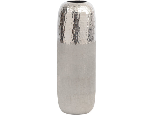 PROMO- Fuse Hammered and Brushed Large Vase in Silver Finish