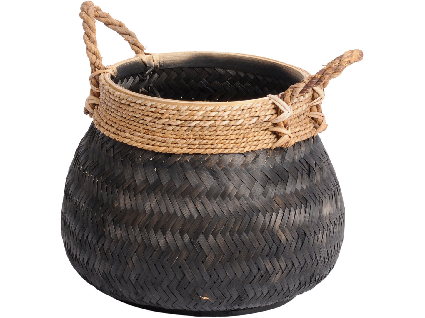 Matano Black Bamboo Basket 46x35cm