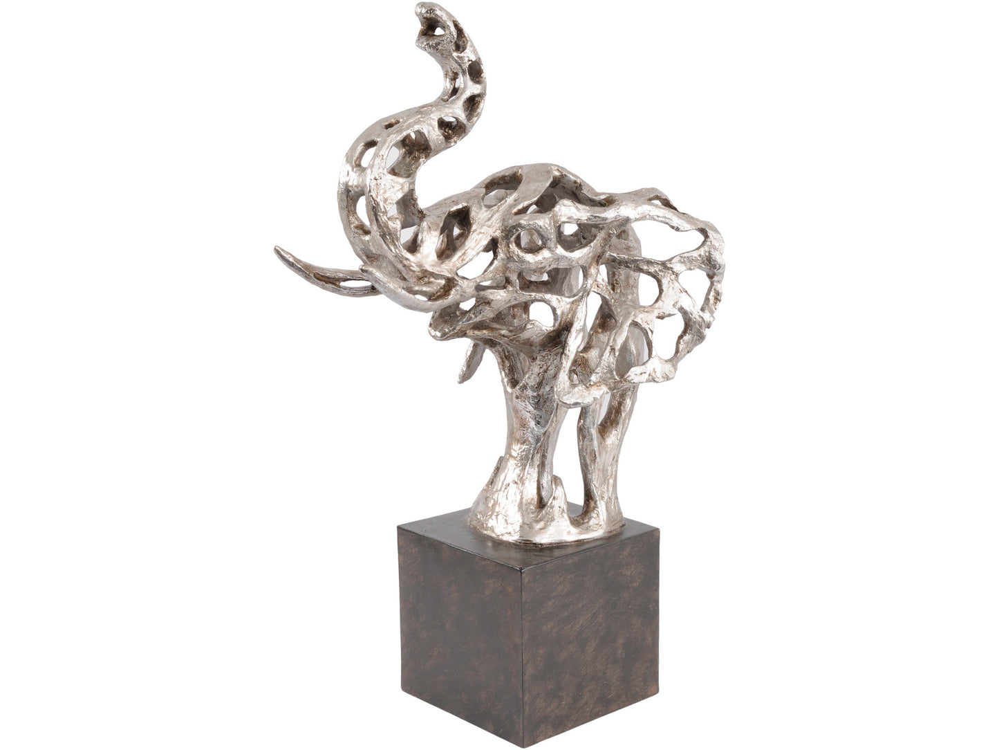 Addo Abstract Elephant Head Sculpture in Silver Resin